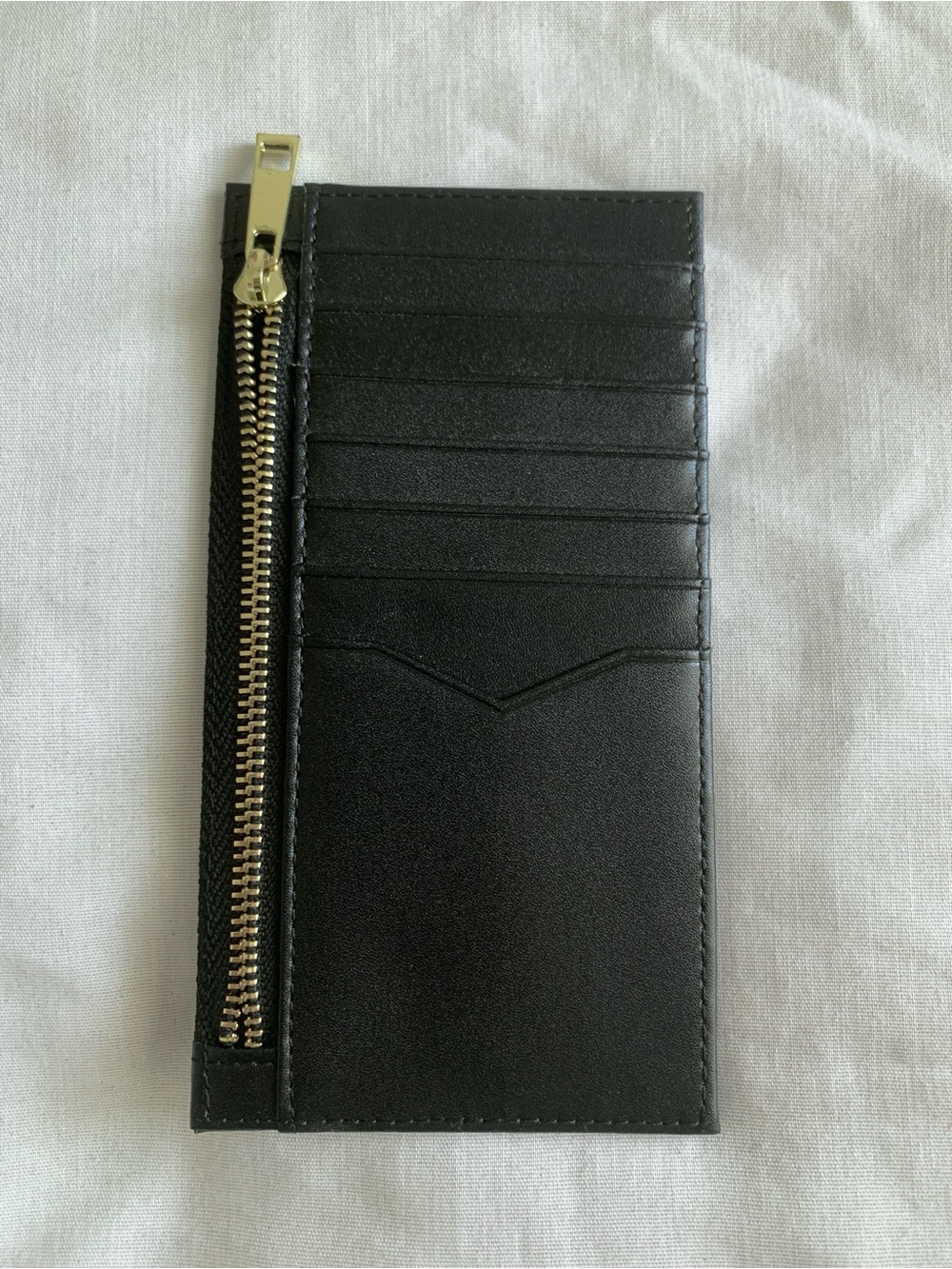 YBONNE Black Leather RFID Blocking Slim Card Holder Zipper Wallet NWT